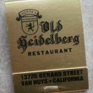 Vintage Matchbook Gold Old Heidelberg Restaurant Hoppe's Van Nuys CA Matches