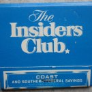 Vintage Matchbook Insiders Club Coast Southern Federal Savings Matches