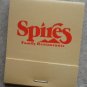 Vintage Matchbook Spires Family Restaurant Matches