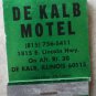 Vintage Matchbook De Kalb Motel Green Lincoln Highway Route 38 Illinois Matches