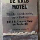 Vintage Matchbook De Kalb Motel Silver Lincoln Highway Route 38 Illinois Matches