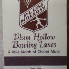 Vintage Matchbook Plum Hollow Bowling Lanes Dixon Illinois Matches