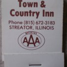 Vintage Matchbook Town Country Inn Streator Illinois Brown Matches