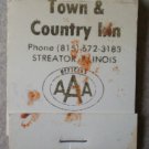 Vintage Matchbook Town Country Inn Streator Illinois Olive Matches