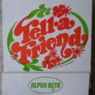 Vintage Matchbook Alpha Beta Grocery Tell A Friend Matches