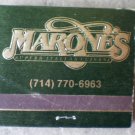 Vintage Matchbook Marone Italian Restaurant Laguna Hills California Matches