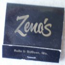 Vintage Matchbook Zeno's Motel Black Rolla Sullivan Missouri Matches