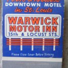 Vintage Matchbook Warwick Motor Inn St Louis Missouri Matches
