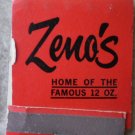 Vintage Matchbook Zeno's Steak House Motel Red Rolla Sullivan Missouri Matches