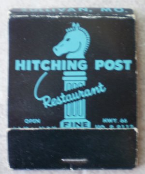 Vintage Matchbook Hitching Post Restaurant Blue Hwy 66 Missouri Matches