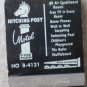 Vintage Matchbook Hitching Post Restaurant Light Blue Hwy 66 Missouri Matches