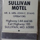 Vintage Matchbook Sullivan Motel Missouri Matches