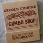 Vintage Matchbook Gumbo Shop Creole Cuisine New Orleans Louisiana Matches