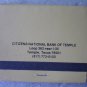 Vintage Matchbook Citizens Bank Temple Texas Matches