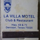 Vintage Matchbook La Villa Motel Club Restaurant Denison Texas Matches