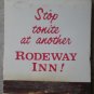 Vintage Matchbook Rodeway Inn Stop Tonite Logo Matches