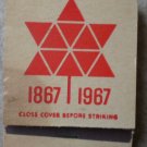Vintage Matchbook 1867 - 1967 Orange Star Thank You Matches