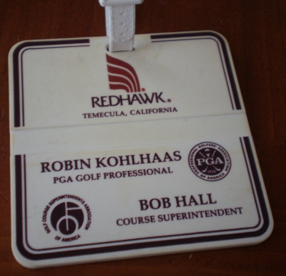 Golf Bag Tag Redhawk Golf Club Temecula California