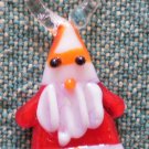 Vintage Glass Charm Hand Blown Santa Claus Christmas 7/8in