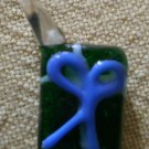 Vintage Glass Charm Hand Blown Gift Present Christmas 5/8 in Green
