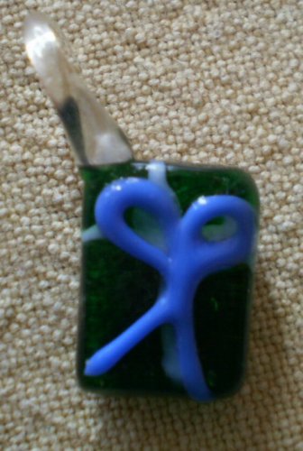 Vintage Glass Charm Hand Blown Gift Present Christmas 5/8 in Green