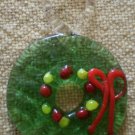 Vintage Glass Charm Hand Blown Wreath Christmas 7/8 in