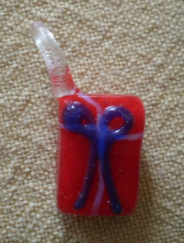 Vintage Glass Charm Hand Blown Gift Present Christmas 5/8 in Red