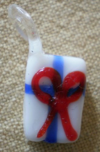 Vintage Glass Charm Hand Blown Gift Present Christmas 5/8 in White