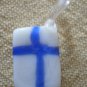 Vintage Glass Charm Hand Blown Gift Present Christmas 5/8 in White