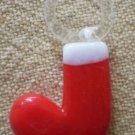 Vintage Glass Charm Hand Blown Stocking Sock Christmas 5/8 in Red