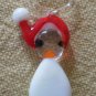 Vintage Glass Charm Hand Blown Snowman Christmas 7/8 in Hat White