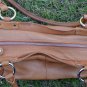 Makowsky Bag British Tan Leather Handbag Silvertone Metal Hardware Purse