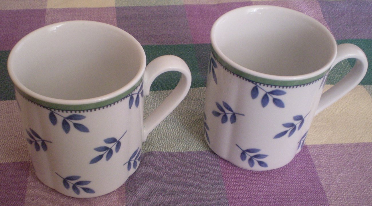 Villeroy and Boch Switch 3 Porcelain Lot 2 Mugs Leaves