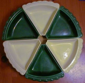 Vintage Chip Dip Server Wedges Lazy Susan 6 Green Edit item   Reserve item