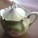 Vintage R.S. RS Germany Sugar Bowl Lid Rose Light Green