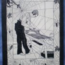 Man Ironing Vintage Spiderweb Mounted Print Spiders Flies