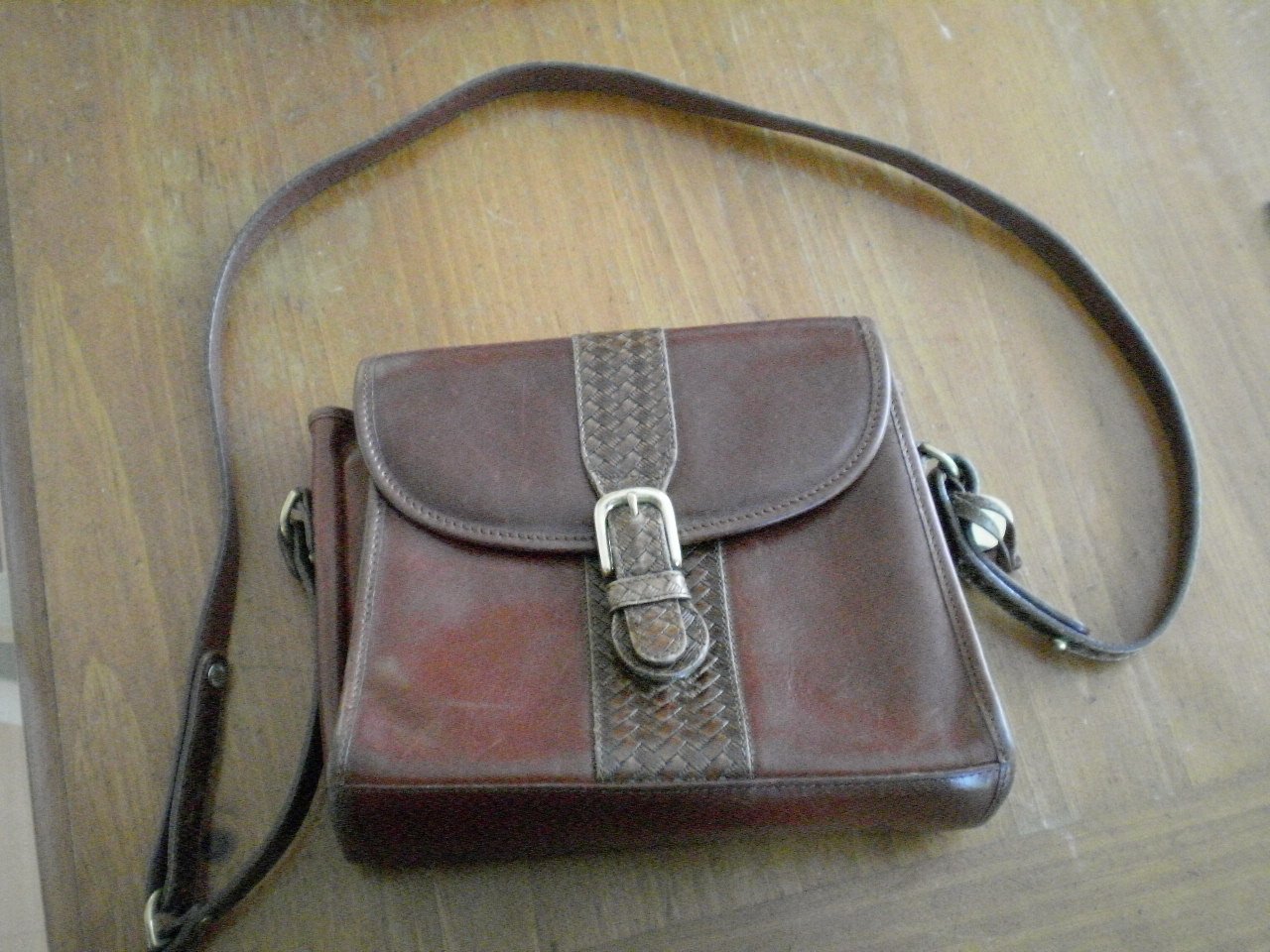 Brahmin Bag Vintage Brown Leather Weave Purse Authentic Woven Strap