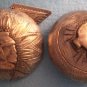 Pair Sterling Silver Buttons Cuff Soldier Mexico Antique