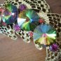 Vintage Brooch Pin Pink Green Rhinestones Color Changing 2.5 inch