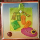 Greeting Card Blank Art of Relaxation Paper Magic Group Beach Bag Hat Sandals 3D