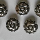 Silver Buttons Spiral Flower Lot 7 3/4in Vintage Metal