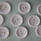 White Plastic Buttons Mesh Design Lot 9 Vintage