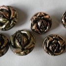 Rose Buttons Gold Plasitc Vintage 2 sizes Lot 6