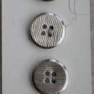 Le Chic Buttons Silver Metal Brushed 3/card Vintage