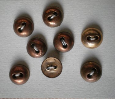 Gold-tone Round Small Buttons 2-hole Vintage Metal 12mm