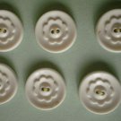 Plastic Buttons Flower White Lot 6 3/4in Round 2-hole