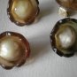 Flower Buttons Plastic Self Shank Lot 6 Tan Brown Vintage