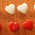 Red White Heart Buttons Plastic Lot 10 Vintage Children Sewing Crafts 14mmx13mm