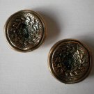 Large Brass Buttons Wavy Laurel Lot 2 2-hole Metal