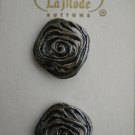 La Mode Button 2/card 7602 Silver 3/4in Metal Shank Square